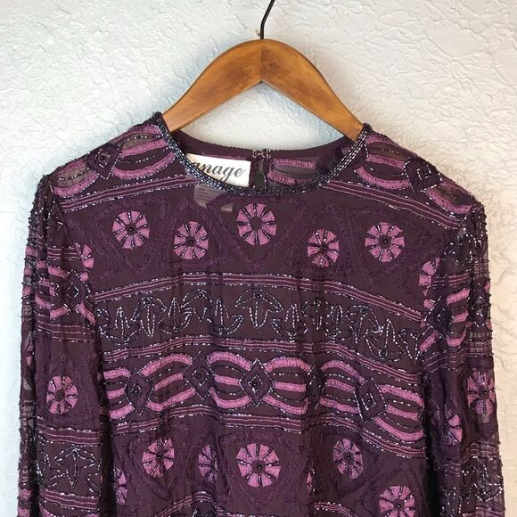 Anage Vintage Womens Beaded Blouse Top Size Small - Picture 3 of 8
